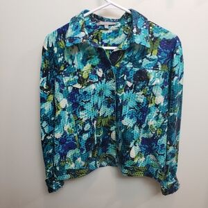 My Collection Embellished Blue Green Floral Jacket Top